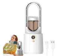 Generico Bladeless Fan, Cold Desk Cooling Device, Rechargeable Quiet Humidifier Function, Soft Ambient Lighting Compact Design for Home Kitchen Bedroom Apartment Outdoor Travel