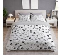 Genérico Blanca Funda Nordica con Estampado de Bonito Huellas De Patas Cuento De Hadas Perro - Suave y Transpirable con Cremallera - Funda Nordica 240 x 260 Cama 180 + Funda de Almohada 2 x 50 x 70