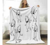 Genérico Blanco Manta Suave y cálida Minimalista Dibujo Animado Plátano Música Manta para Cama Suave, Franela Polar Cálida para niñas y niños - Acogedora y Ligera para Todas Estaciones, 150 x 200 cm