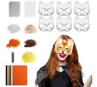 Genérico Blank Cat Masque*1Set - Kit Materiali Maschera Gatto - Arte e Artigianato con Tessuto a Maglia e Feltro per Costumi Cosplay Feste e Carnevale
