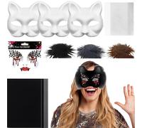 Genérico Blank Cat Masque, Blank Cats Masque Material Kit, Paper, Felt, PVC Costume Prop with Mesh and Felt Sheet, Arts Crafts for Men, Women, Cosplay, and Masquerade Party, 19x17cm