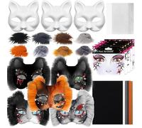 Genérico Blank Cat Masque, Cat Mask Material Kit with Mesh Base Felt Sheet, Customizable Costume Prop for Arts Crafts, Cosplay, Masquerade Party, Halloween, Theater, Adults, Men, Women