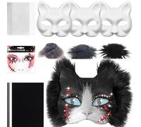 Genérico Blank Cat Masque, Material Kit, 7.48x6.69 inches Costume Craft Prop, Includes Mesh and Felt Sheet, Paintable Creative Design, Ideal for Cosplay, Masquerade, Party, Men, Women Use