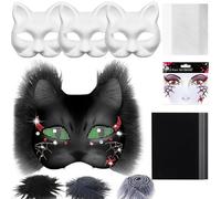 Genérico Blank Cat Masque, Material Kit, 7.48x6.69 inches Costume Craft Prop, Includes Mesh and Felt Sheet, Paintable Creative Design, Ideal for Cosplay, Masquerade, Party, Men, Women Use