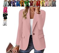 Genérico Blazer De Mujer, Abierto Al Frente, Chaqueta De Traje Informal De Negocios (Rosa Claro,3XL)
