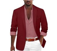 Genérico Blazer Hombre Casual Lino, Americana Hombre Casual Slim Fit Chaquetas De Traje Formal De Negocios Un Botón De Un Solo Pecho Chaqueta Elegante con Bolsillo