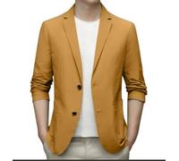 Genérico Blazer Hombre Casual Lino, Americana Hombre Vestir con Solapa Un Solo Botón Informal De Elegantes Chaqueta De Traje De Negocios De Corte Entallado para Bodas Negocios Y Veladas