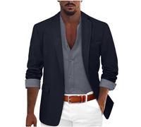 Genérico Blazer Hombre Casual Verano, Americana Hombre Vestir con Solapa Un Solo Botón Sencilla Informal a La Moda Blazer Abrigo Deportivo Transpirable para Bodas Negocios Y Veladas