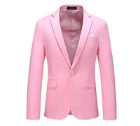 Genérico Blazer Hombre Fiesta Traje Chaqueta Elegante - Traje de Negocios Informal de Moda con un botón y Abrigo de Color Liso para Hombre