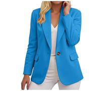 Genérico Blazer Mujer Chaqueta De Oficina Casual De Manga Larga Con Diseño Personalizado Chaqueta Ligero Mujer Para Oficina Trabajo Noches Casual Sastre Slim Fit, A-azul cielo, XXL