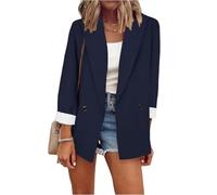 Genérico Blazer Mujer con Bolsillo Fina Chaqueta Mujer Entretiempo De Negocios Casual Blazer Invierno Talla Grande Oficina Traje Chaqueta Elegante Otoño 2#Marina de Guerra M