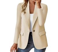 Genérico Blazer Mujer Manga Larga Clásico Slim Fit solapa Chaqueta Abrigo Chaqueta Media Temporada Mujer Blazer Traje Sastre Oficina Negocios Con Bolsillos Color Variedad, B-Beige, M