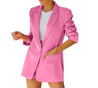 Genérico Blazer mujeres abierto frente moda manga larga trabajo negocios traje casual chaquetas ligero cuello con muescas cardigan, rosa, M