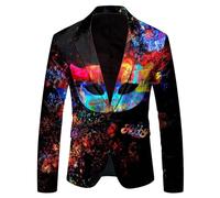 Genérico Blazers Hombre - Blazer Chaqueta de Traje con Estampado Divertido en 3D de para Hombre Chaqueta de Traje Informal (Grey XXL)