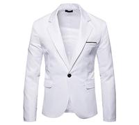 Genérico Blazers Hombre Verano, Americanas De Hombre Verano Diseño con Un Botón Blazer Color Sólido De Negocios Boda Manga Larga Chaqueta para Bodas Negocios Y Veladas