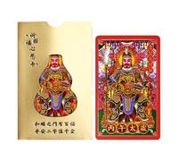 Genérico Blessing Card, Tai Sui Auspicious, Chinese Horse Year, General Wen Zhe Portrait, Spiritual Wealth Harmony Prosperity, Home Office Pocket Accessory, 2026 Traditional Red Gold Alloy