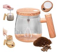 Genérico Bloame Self Stirring Mug, 400ml High Speed Mixing Cup with Lid, Electric Rechargeable Automatic Stirring Cup with Detachable Stir Bar for Coffee Protein Shakes Milk Mix (Clear,with Pad)