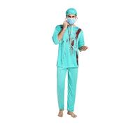 Genérico Bloody Nurse Costume, Halloween Outfit with Hat and Apron, Gruesome Cosplay Set, Easy Slip-On Design, Nurse Dress Up Clothes for Teens, Adults, Street Performances, Party Wear