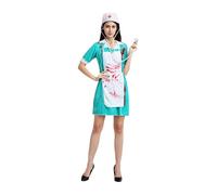 Genérico Bloody Nurse Costume, Halloween Outfit with Hat and Apron, Gruesome Cosplay Set, Easy Slip-On Design, Nurse Dress Up Clothes for Teens, Adults, Street Performances, Party Wear
