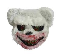Generico Bloody Plush - Rabbit Headgear | Halloween Scary Face Cover With Soft Long Hair And Elastic Band, Creepy Cosplay For Role Play, Parties, And Costume Events