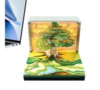 Genérico Bloque de notas adhesivas 3D - Arte de corte de papel para quitar bloc de notas de notas 3D, organizador para tomar notas de seguimiento hábitos de marcalibro con forma de cabaña árbol