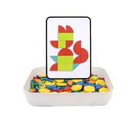 Genérico Bloque de Patrón de Madera Puzzle Tangram de Viaje - Rompecabezas de inteligencia gruesa, Juegos de Cerebro | Juego de Puzzle Juguetes educativos Colorido Juego de Puzzle para Los