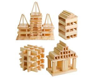 Genérico Bloques de construcción de Madera,Bloques apilables de Madera - Juego de construcción de con Bloques de de 100 Piezas,Juguetes de motricidad Fina para niños, tablones de construcci
