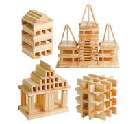 Genérico Bloques De Construcción Para - 100 Tableros Naturales, Juguete De Construcción, Juego De Apilamiento Educativo Preescolar, Juguetes Clásicos De Madera | Bloques De Aprendizaje Creativo Para