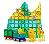 Genérico Bloques Magnéticos Niños 120 Piezas con Animales y Tren - Juego Montessori Stem, Construcción Magnética 3D, Juguete Educativo sin Pantallas, Regalo Niños 3-8 Años