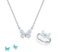 Genérico Blue Luminous Butterfly Necklace Dainty Cute Butterfly Choker Necklace Bracelet Glow in The Dark Pendant, legant Jewelry Gift for Women (B)