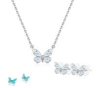 Genérico Blue Luminous Butterfly Necklace Dainty Cute Butterfly Choker Necklace Bracelet Glow in The Dark Pendant, legant Jewelry Gift for Women (C)