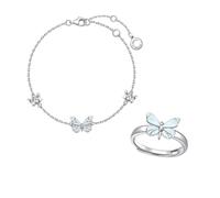 Genérico Blue Luminous Butterfly Pendant Jewelry Set Elegant Dainty Cute Butterfly Choker Necklace Bracelet Elegant Jewelry Gift for Women (B)