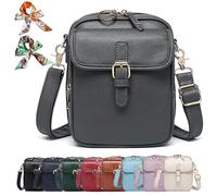 Genérico Bluehaodget Crossbody Leather Bag, Leather Purses for Women Crossbody Bag, 2025 Vintage Small Messenger Bag with Card Slots (Gray)