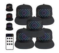 Genérico Bluetooth LED Text Hat, Make Your Message Glow, Customizable Led Rolling Display Hat, Light Up Baseball Cap for Party Concert (5 pcs)