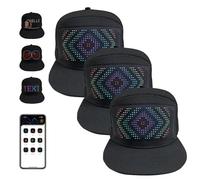 Genérico Bluetooth LED Text Hat, Make Your Message Glow, Customizable Led Rolling Display Hat, Light Up Baseball Cap for Party Concert (3 pcs)