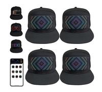 Genérico Bluetooth LED Text Hat, Make Your Message Glow, Customizable Led Rolling Display Hat, Light Up Baseball Cap for Party Concert (4 pcs)