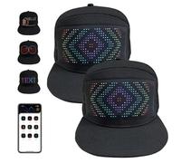 Genérico Bluetooth LED Text Hat, Make Your Message Glow, Customizable Led Rolling Display Hat, Light Up Baseball Cap for Party Concert (2 pcs)