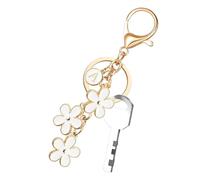 Genérico Blumen Schlüsselanhänger Metall - Niedlicher Damen Taschen Anhänger | Stilvoller Geldbörsen Charm | Deko Accesorio Für Rucksack Tasche Koffer Handy Geschenk Leicht 22g 12x2x0.5cm, blanco, Se