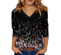 Genérico Blusa casual de raso con cuello en V, manga corta, elegante túnica fluida para uso diario, cómoda y con estilo, Le Noir, L