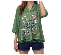 Genérico Blusa Corta Camisa De Lino Blusa De Lino Camisa Manga Corta Mujer Camiseta Mujer Túnica Fluida para Manga Larga con Botones, Tops Informales Blusas Elegantes para Cuello, Camisera