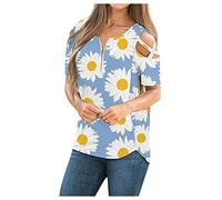 Genérico Blusa Mujer Básica Informal de Tirantes con Hombros Descubiertos Cuello Redondo y Cremallera para un Estilo Cómodo y Moderno en Tu Vestuario Diario (Blue, XL)