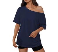 Genérico Blusa Mujer Manga Corta De para Mujer Estilo Casual Verano Holgadas Y Que Estilizan La Figura Ligeras Básicas con Un Diseño Atractivo Moderno Camiseta Verano Camisas Camisetas Azul L