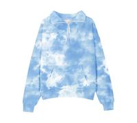 Genérico Blusas acampanadas para niña niña media cremallera sudadera Fleece Quarter Zip suéter sudaderas Fall Clothes for Teen Girls Thumb Hole Blusas y Tops de niña Vestidas, azul, 7-8 Años