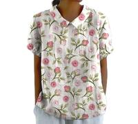 Genérico Blusas Y Blusas Mujeres Camisa Casual Blusa Camisa Lino Mujer Camiseta Tops Botón Manga Larga Túnica Camisetas Tops Largo Manga Color Sólido Casual, Rose-a., S