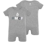 Genérico Body bebe Manga Corta compatible con Real Madrid - Unisex-Baby, Gris (Gris, Talla 9 Meses)