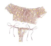 Generico Body de encaje blanco completo íntimo para mujer sexy lencería caliente ropa interior mujer con copas de balcón ropa interior mujer caliente lencería camisón de noche, Rosa, M