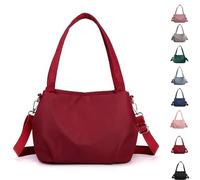 Genérico Body Light and Versatile Casual Bag, Nylon Waterproof Shoulder Crossbody Bag, Multiple Pockets, for Woman Travels (Red)