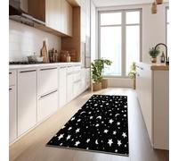 Genérico Bohemia Estrellas Luna Alfombra de Pasillo Corredor Pila Corta 40 x 120 cm, Negro Alfombra de Pasillo de Lujo Antideslizante Suave Lavable para entradas, pasillos, lavandería, Cocina