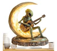 Genérico Bohemian Alien Moon Guitarist Acrylic Home Office Desktop Coffee Shop Decorative Ornament