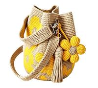 Genérico Boho Crochet Beach Bag Handmade Flower Knitted Purse for Women